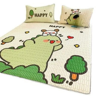 90*200cm 2p Set Latex Bedding Mat Summer Cool Silky Pillow Case Breathable Antibacterial Foldable Washable Kids Gift