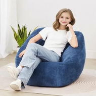 Detailed information about the product 91 cm Bean Bag Chair with Soft Armrests and Storage Pocket Blue