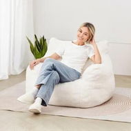 Detailed information about the product 91 cm Bean Bag Chair with Soft Armrests and Storage Pocket White