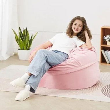91 cm Round Bean Bag Chair with Removable Cover & Dutch Velvet Pink