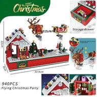 Detailed information about the product 940pcs Creative Christmas Santa Claus Flying Party Sets Model Building Blocks Diy Bricks Kids Gift Toys