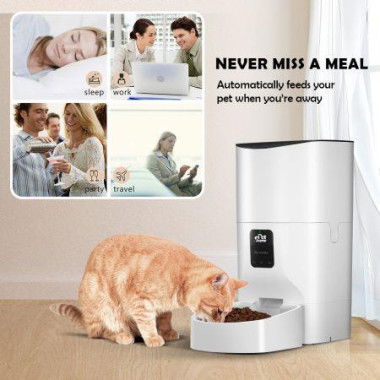 9L WiFi App Remote Control Automatic Pet Feeder Dog Cat Food Dispenser With Voice Recorder 10 Meals/Day.