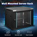 9U Network Server Cabinet Rack Wall Mount Data Enclosure Case 19 Inch Deep with Locking Glass Door Removable Side Panels for IT Computer Equipment. Available at Crazy Sales for $129.95