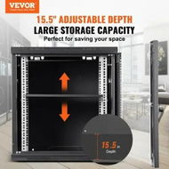 Detailed information about the product 9U Wall Mount Network Server Cabinet 39.37 cm Deep Server Rack Cabinet Enclosure 90.7 kg Max. Ground-mounted Load Capacity with Locking Glass Door