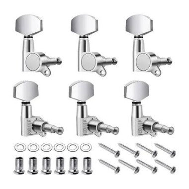 Acoustic Guitar Tuning Pegs, 3x3 Chrome Finish Acoustic and Electric Guitar Tuner Pegs, 6 Pieces Locking Keys String Tuner Machine Heads Knobs Replacement