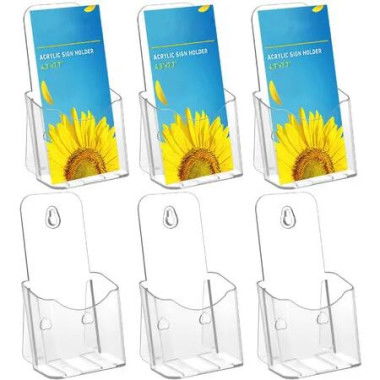 Acrylic Brochure Holder Slant Back Design,Clear Display Stand,Plastic Table Stand Sign Holder,Pamphlet Holder Flyer Holder,Acrylic Display Stand,6 Pack