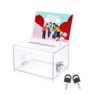 Detailed information about the product Acrylic Donation Box with Lock and Sign Holder Clear Ballot Box with Slot Plastic Suggestion Box Storage Container Clear