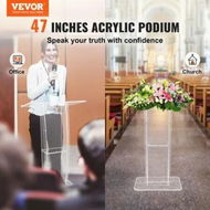 Detailed information about the product Acrylic Podium, 47' Tall, Clear Acrylic Podium Stand with Wide Reading Surface & Storage Shelf, Floor-standing Clear Pulpits Acrylic for Church Office School