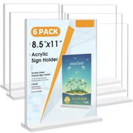 Detailed information about the product Acrylic Sign Holder 21.5x28cm 6 Pack,Double Sided Clear Table Stand,Vertical Flyer Holder,Plastic Frame Display