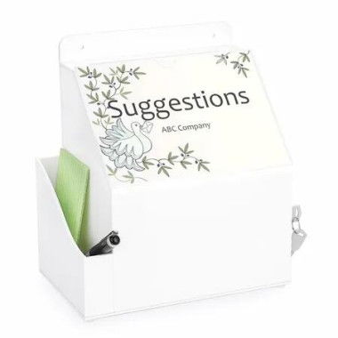 Acrylic Suggestion Box with Lock Wall Mounted Acrylic Donation Box with Sign Slot Office Ballot Box with Side-Pocket Locking Mailbox,White