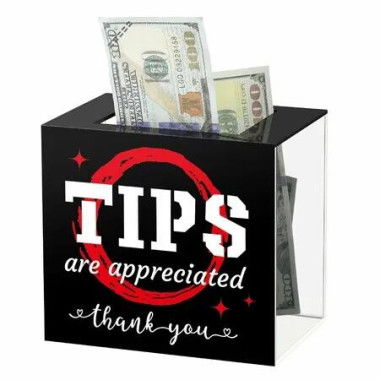 Acrylic Tip Jar for Bartender Bars Tip Collection Box Donation Suggestion Box Money Storage Container for Restaurants Musicians Driver