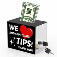 Detailed information about the product Acrylic Tip Jar for Bartender Tip Box Tip Jars Suggestion Box with Slot and Lock Money Jar Donation Box with Lock Raffle Box 15 x 12 x 10cm