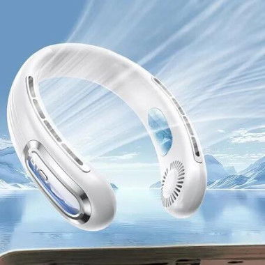 Adjustable Angle Hanging Neck Fan 360 Degree Ice Cool Wind Cooling Fan Christmas Birthday Kids Summer Gift COL White