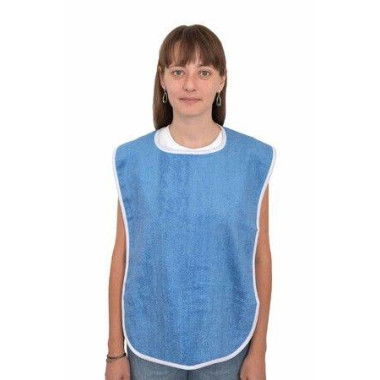 Adjustable Bibs for Men and Women Terry Clothing Protectors for Elderly Seniors and Disabled Machine Washable in Blue