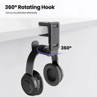 Detailed information about the product Adjustable Black Headphone Hanger - Rotating Clamp Stand for PC Gaming Headsets