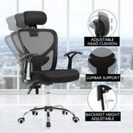 Detailed information about the product Adjustable Breathable Ergo Mesh Office Computer Chair With Lumbar Support - Black