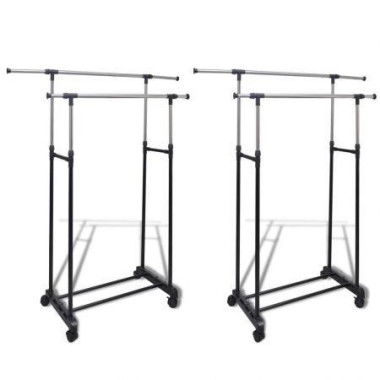 Adjustable Clothes Rack With 2 Hanging Rails 2 Pcs