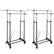 Detailed information about the product Adjustable Clothes Rack With 2 Hanging Rails 2 Pcs