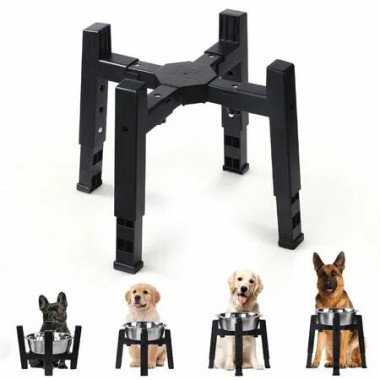 Adjustable Dog Bowl Stand Only, Height & Width Adjustable Elevated Feeder Fits 8-12.2 Bowl Rim, Anti-Slip Raised Pet Feeding Holder for Medium Large Dogs