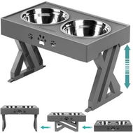 Detailed information about the product Adjustable Elevated Dog Bowls: Raised Dog Bowl with 2 Stainless Steel 1.5L Food Bowls for Optimal Feeding Height