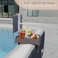 Detailed information about the product Adjustable Hot Tub Tray Table With Cup Holder Phone Stand For Outdoor Inflatable Pools Spas Pool Beverage Shelving