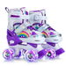 Adjustable Kids Roller Skates with 4 Light Up Wheels for Size 26 to 33 Purple Skating Shoes for Fun and Active Play. Available at Crazy Sales for $69.99