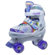 Detailed information about the product Adjustable Kids Roller Skates with Light Up Wheels (Size 26-33, Purple)