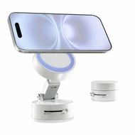 Detailed information about the product Adjustable Mechanical Vacuum Magnetic Car Suction Phone Holder with Telescopic Structure,Suction Cup Magnetic Phone Mount for Car/Travel/Desktop,White