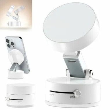 Adjustable Mechanical Vacuum Magnetic Car Suction Phone Holder with Telescopic Structure,Suction Cup Magnetic Phone Mount for Car/Travel/Desktop,White