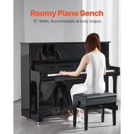 Detailed information about the product Adjustable Piano Keyboard Bench Storage Padded Seat Wooden Bookcase Stool