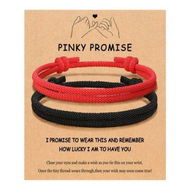 Detailed information about the product Adjustable Rope Couples Bracelets for Men,Boyfriend,Girlfriend,Soulmate,Husband,Wife - Anniversary Valentines Day Birthday Christmas Gift for Him and Her (Black Red/Pinky Promise)