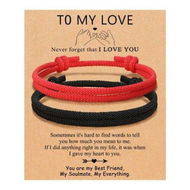 Detailed information about the product Adjustable Rope Couples Bracelets for Men,Boyfriend,Girlfriend,Soulmate,Husband,Wife - Anniversary Valentines Day Birthday Christmas Gift for Him and Her (Black Red/To My Love)