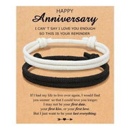 Detailed information about the product Adjustable Rope Couples Bracelets for Men,Boyfriend,Girlfriend,Soulmate,Husband,Wife - Anniversary Valentines Day Birthday Christmas Gift for Him and Her (Black White/Anniversary)