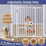 Detailed information about the product Adjustable Safety Gate Pet Dog Security Barrier Kid Safe Stair Fence Guard With Extension Walk Through Door 96cm White.