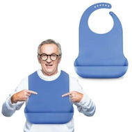 Detailed information about the product Adjustable Silicone Bib,Washable Bib for Men & Women,Waterproof Bib for Elderly with Crumb Catcher (Blue)