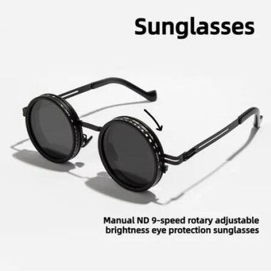 Adjustable Sunglasses Tint Polarized For Women Men,1-9 Gear Manual Tint Control with ND Filter Color Black