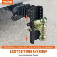 Detailed information about the product Adjustable Trailer Hitch, 203.2 mm Drop & 165.1 mm Rise Hitch Ball Mount with 63.5 mm Receiver, Solid Tube, 6577 kg GTW, 50.8 mm & 58.7 mm 45# Steel Tow Balls with Key Lock for Truck Towing