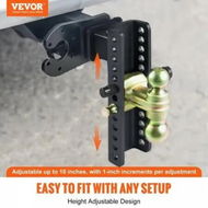 Detailed information about the product Adjustable Trailer Hitch, 25 cm Drop & 21.59 cm Rise Hitch Ball Mount with 6.35 cm Receiver Solid Tube, 6577 kgs GTW, 5.08 cm & 5.08-0.79 cm 45# Steel Tow Balls with Key Lock for Truck Towing