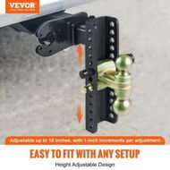 Detailed information about the product Adjustable Trailer Hitch, 25.4 cm Drop & 21.59 cm Rise Hitch Ball Mount with 5.08 cm Receiver, Solid Tube, 6350 kgs GTW, 5.08 cm & 5.08-0.79 cm 45# Steel Tow Balls with Key Lock for Truck Towing