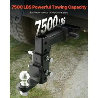 Adjustable Trailer Hitch 50mm Receiver 23.9cm Drop Ball Mount Hitch 3400kg