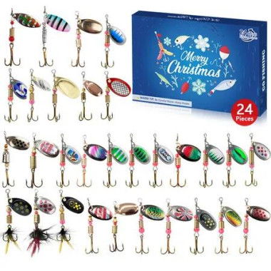 Advent Calendar 2024 Fishing Lure for Man Teen, 24 Days Christmas Countdown Fish Tackle Set