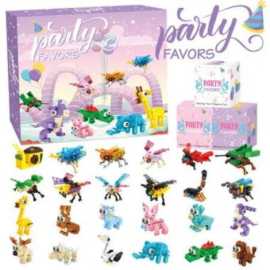 Advent Calendar 2025, 24 Packs Animal Insect Building Blocks Countdown to Christmas Party Favors Gift for Boys Girls