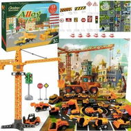 Detailed information about the product Advent Calendar Alloy Construction Vehicles Toy Set Christmas Engineering Playset Plus 2 Mats Countdown Calendar Gift for 3-8 Year Old Children Teens