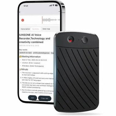 AI Voice Recorder,Note Voice Recorder with Transcribe Summarize Two-Way Translation,112 Languages,App Control,64GB Memory