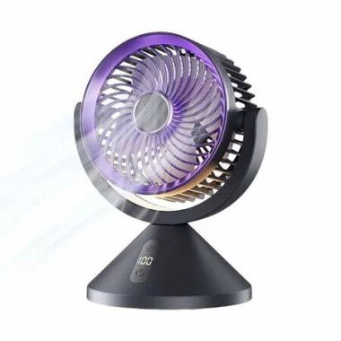 Air Circulator Fan -Cooling Fans Air Circulator USB Rechargeable Desk Circulation with LED Light Portable Cooling Machine For Dorm,Bedside,Classroom,Black