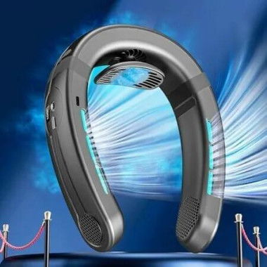 Air Conditioner Portable Neck Fan with LED Display 4000mAh Rechargeable Portable Neck Cooler with 3D Ice Feeling Breathable (Black)