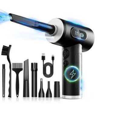 Air Duster Electric 50000RPM Rechargeable Cordless Blower LED Light Keyboard Device Cleaning Black