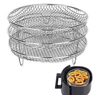 Detailed information about the product Air Fryer Basket Tray Accessories - Three Stackable Dehydrator Racks Fit All 4.2qt & 5.8qt Air Fryer.