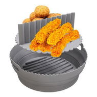 Detailed information about the product Air Fryer Pot Oven Baking Tray With Detachable Separator Pad Reusable Basket Heat Resistant Easy Cleaning Pan Accessories Color Grey