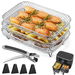 Air Fryer Rack for Ninja Dual Kannino 3pcs Layered Dehydrator Racks Stainless Steel Grilling Rack Rectangle Basket Tray Clip Heighten Feet Pad. Available at Crazy Sales for $19.99